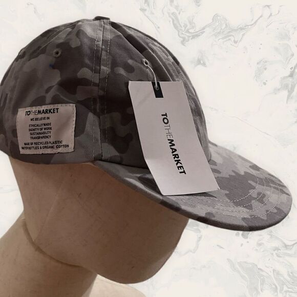 NWT To The Market Black Camo Baseball Adjustable Hat - OSFM - Camu Gray - Picture 1 of 5